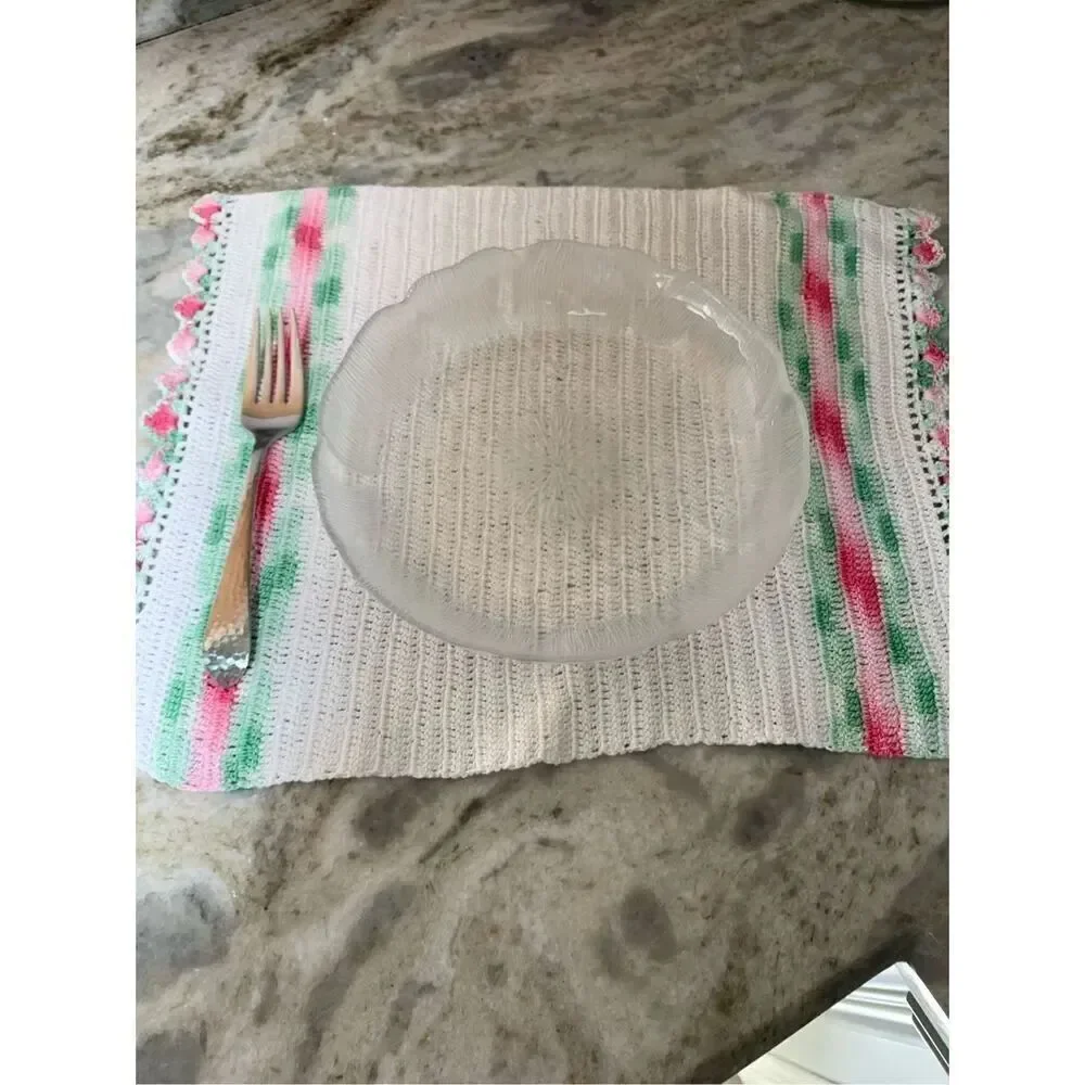Pink White Vintage Crochet Placemats